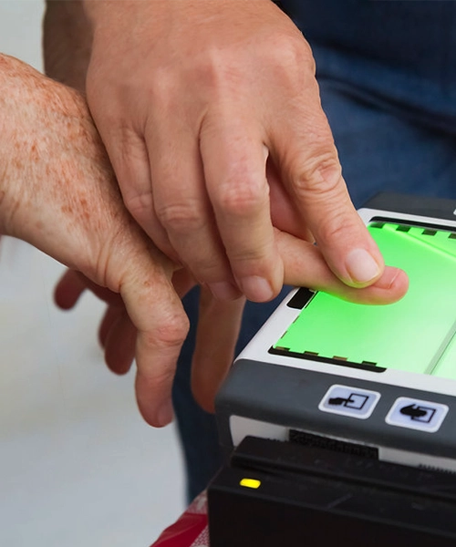Hands taken fingerprints for Background Check