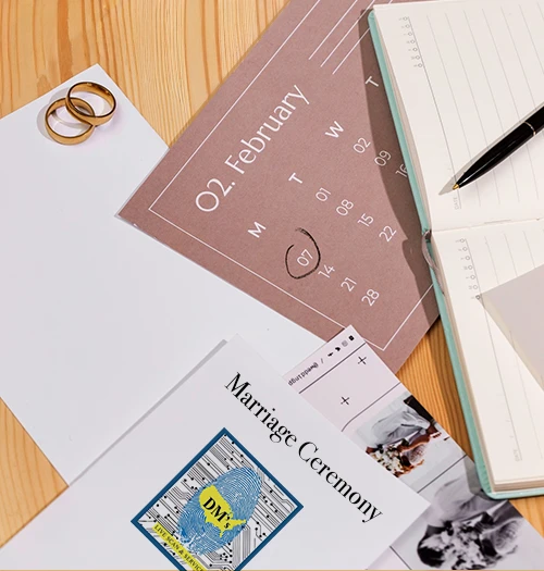 Ceremony Marriage Document over a desk table